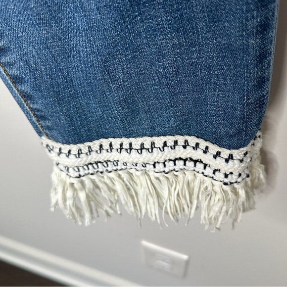 Tory Burch Connor Crop Fringe Hemmed Jeans Size 26 Beach Vacation Resort Holiday - Picture 8 of 13